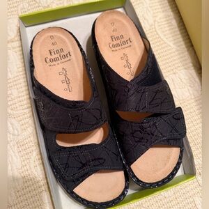 Brand New Finn Comfort Black Jamaica Marine Turtle) Mule Shoes